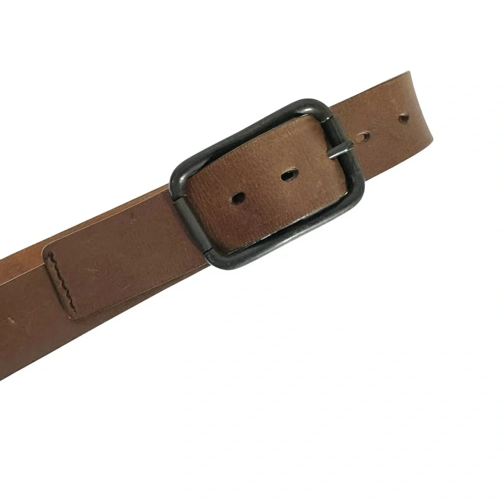 Brown Leather Belt with Dark Metal Hardware Men's Size 36/90